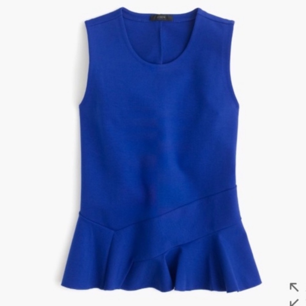 J.Crew Women’s Cobalt Royal Blue Structured Flutter Hem Peplum Top Size M